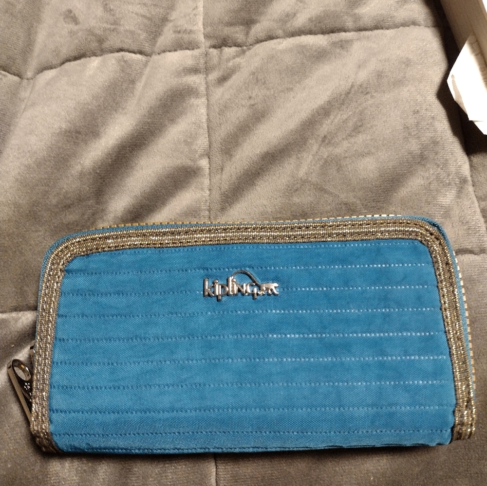 Teal double zip wallet